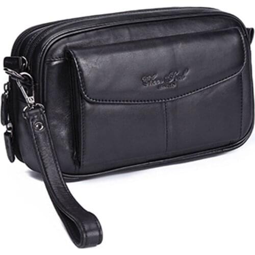 Men Clutch Purse Leather Cowhide Business Handbag Mobile Cell Phone Case Wallet Cigarette Pouch Male Handy Bag Bags