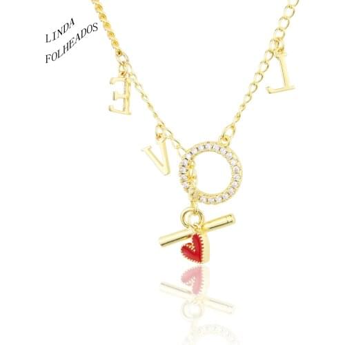 2021 New Arrival Hot Sale Copper Metal Charm Round Shape Chain Necklace Letter Pendant Jewelry Party Gift For Women & Man