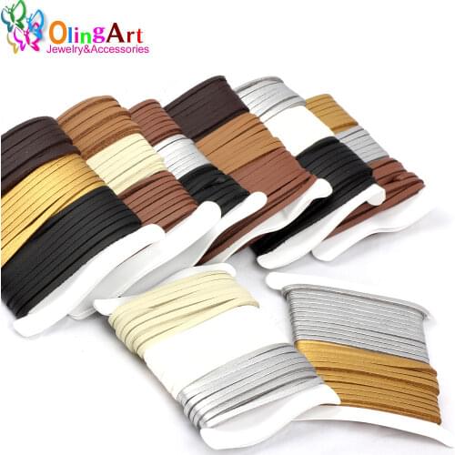OlingArt 3*1.5mm 9M PU Faux Suede Leather Cord Mixed color Accessory women earrings Bracelet choker necklace DIY jewelry making