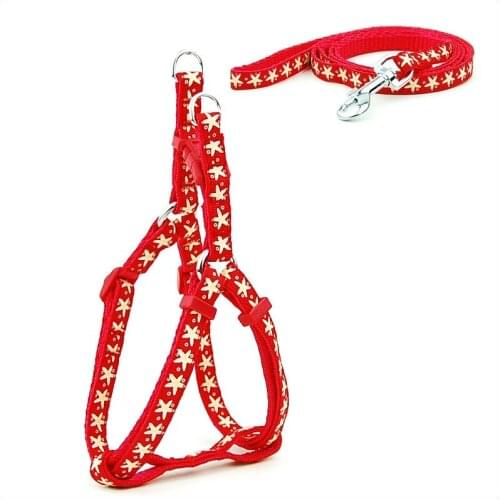 Pet Cat Collar Harness And Leash Adjustable Nylon Pet Traction Dog Kitten Starfish Printing Cat Product For Cat Pet Harness Belt