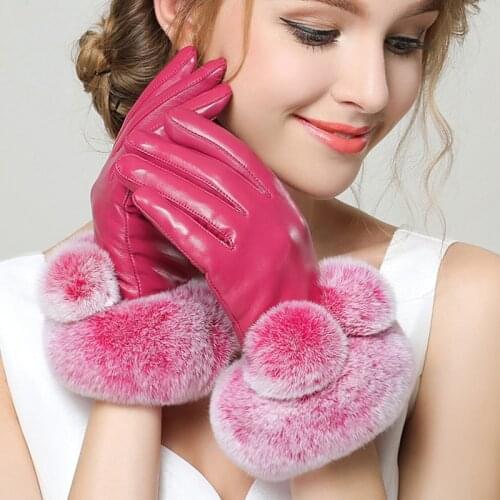 Genuine Leather Gloves Touchscreen Womens Winter Plus Velvet Sheepskin Gloves Fashion Trend Wrist Driving Glove 3 Colors F8002