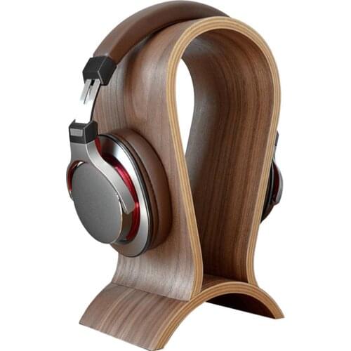 Solid Wood Head-Mounted Headphone Stand Innovative Computer Hanging Headphones Holder Display Stand Blue-tooth Headset Holder