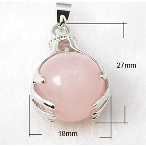 20 pcs Natural Round Rose Quartz Gemstone Pendants Charms with Brass Hand Findings 27x18mm For DIY Necklace Jelwlry Making