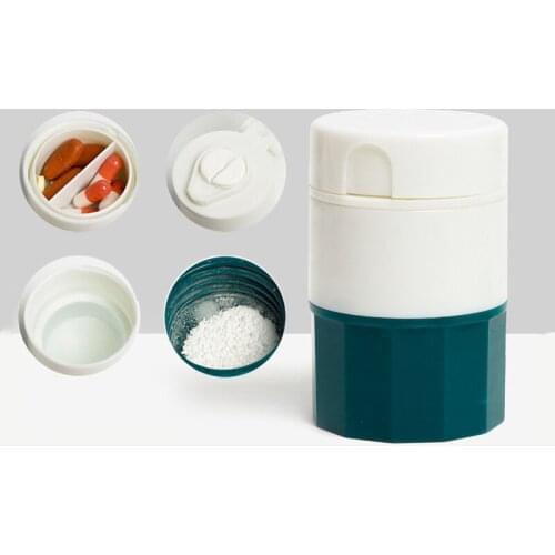 4-in-1 Portable Medicine Slitting Box 4-layer Powder Grinder Powder Pill Cutting Machine Medicine Storage Storage Box