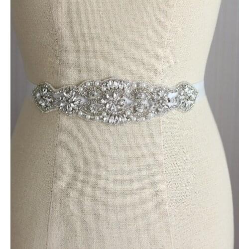 Bridal dresses belt wedding Sash luxury diamond crystal Bride 's belts White Ribbon wedding sparkling rhinestone pearl sashes