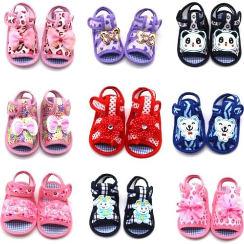 Summer Baby Boy Girl Cute Cartoon Bowknot Sandals Shoes Newborn Soft Anti-Slip Sole First Walkers Toddler Casual Breathable Shoe