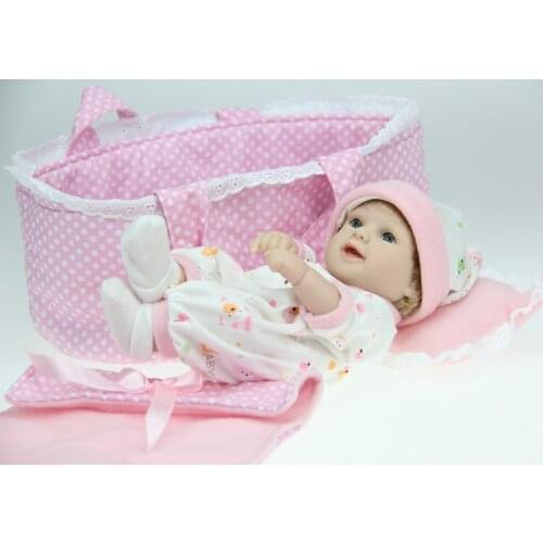 28cm Sleeping Bag Smile Dolls Silicone Reborn Baby Doll Little Girl Doll Babys Bottle Brinquedos Early Education Toy Doll Gifts