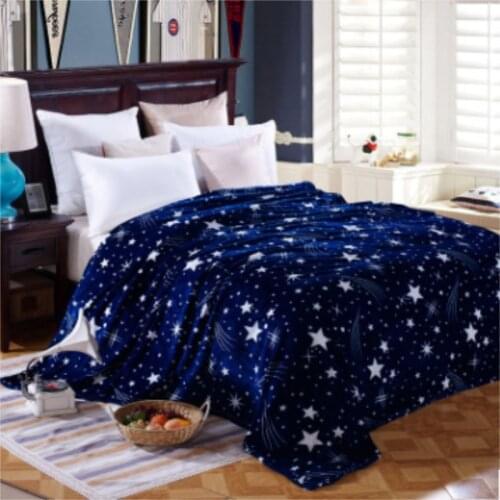 Star Plaid Printing Modern Soft Brown/Grey/Blue Solid Color Flannel Blanket Home/Bed/sofa 120x200/150x200/200x230cm