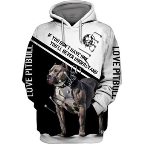 Unisex 3D Graphic Hoodies Sweatshirts Animals Dog Art Pit Bull Hoodie Men/Women Casual Streetwear Sweatshirt Pullover AW-0149