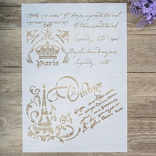 A4 A3 A2 Size DIY Craft Layering French Script Stencil For Wall Painting Scrapbooking Stamping Stamp Album Decorative Embossing Paper Card