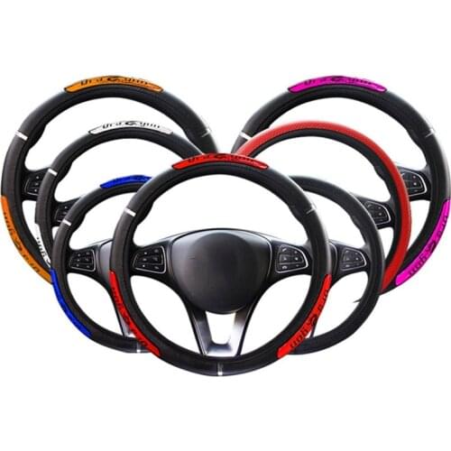 For 38CM Car Universal Anti Slip Steering Wheel Cover Leather Auto Interial Car-Styling Accessories