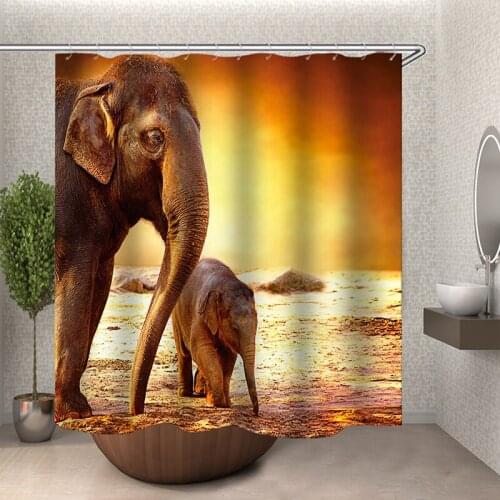 Elephant shower curtain drop shipping curtain for bathroom large size polyester bath curtain