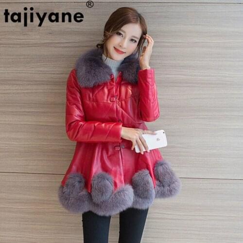 Collar Fur Fox Real Genuine Leather Jacket Autumn Winter Coat Women Clothes 2021 Korean Sheepskin Down Coat Female Tops ZT4853