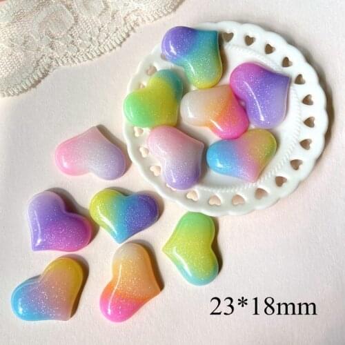 30Pcs/lots Cute Love Heart Cabochon Planar Resin Colorful Wedding Accessories Home Decor Crafts Jewelry Making Embellishments