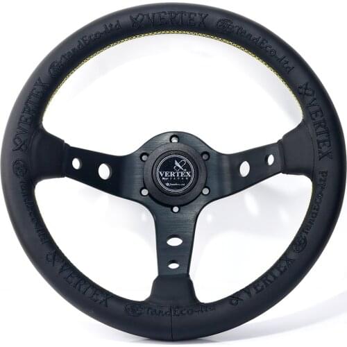13inch Vertex Black Genuine Leather Embroidery Drift Sport Steering Wheels