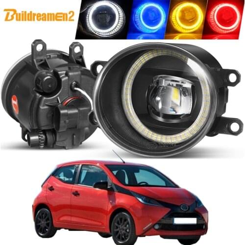 2 X Angel Eye Fog Light Assembly For Toyota Aygo (_B1_) 2005-2014 Car Right + Left LED Lens Fog Daytime Driving Lamp DRL 40W 12V