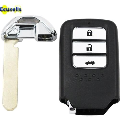 3 button smart remote key case shell fob for Honda Accord with insert key HON66 blade