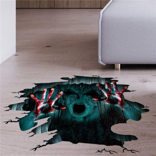 Halloween 3D View Scary Ghost Hand Web Wall Sticker Floor Mural Removable Halloween Home Party Background Decoration New