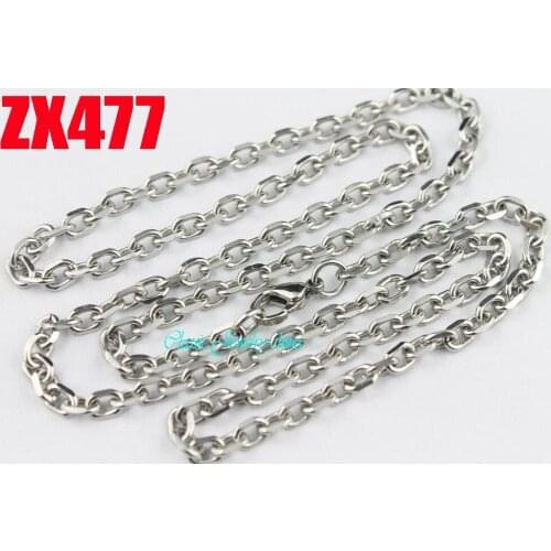 4.2mm Elliptic 316L stainless steel necklace four surface grinding chain fashion jewelry parts chains 20pcs ZX477