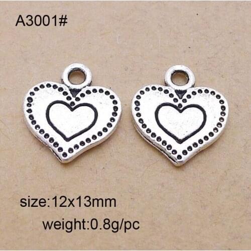 50pcs Antique Metal Silver Charms Hearts Jewelry Pendants For DIY Necklace Bracelet Jewelry Findings