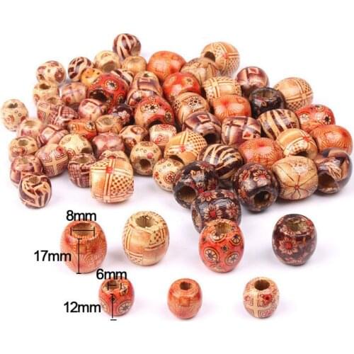 50Pcs Dreadlock Bead Wooden Hair Beads Braiding Big Hole Dreadlock Bead Ring Tubes for Braiding Hair Extension Accessories