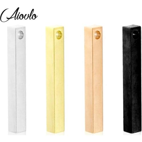 Aiovlo 3D Stainless Steel Geometric Cuboid Charm Pendant Jewelry Making Pendant DIY Handmade Craft Findings Accessories