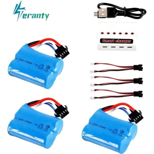 7.4V 1100mAh 18500 Lipo Battery For UDI R/C UDI001 UDI011 HuanQi 960 Venom Speed Boat 3.7V*2 BATTERY SM-4P Replacement Battery