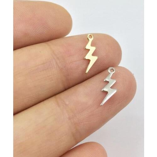 Eruifa 20pcs 12mm Pretty Mini Thunder Brass Jewelry DIY Charms Pendant Necklace,Eearrings 2 Colors