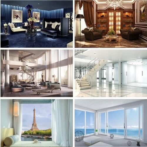 Laeacco Loft Stair Living Room Sofa Light French Window Child Interior Photo Backgrounds Photographic Backdrops For Photo Studio