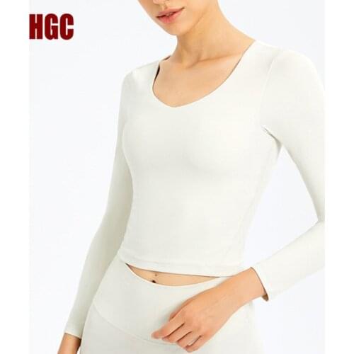 T-shirt Yoga Blouse Long Sleeve Sports Top Women Padded Autumn And Winter High Elastic Naked-feel Fabric Gym Fitness HGC