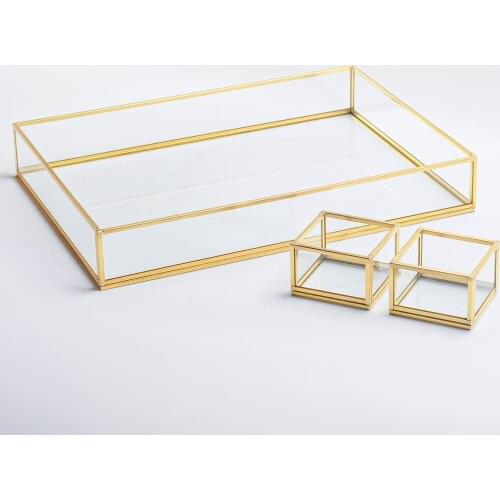 İskandinav Gold Brass Promise Engagement Groom Coffee Presentation Trays and Ring Boxes