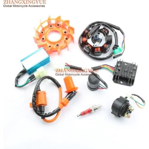 Coil & Modified Fan & 5 Large Electric & Spark Plug for GY6 125cc 150cc 152QMI 157QMJ
