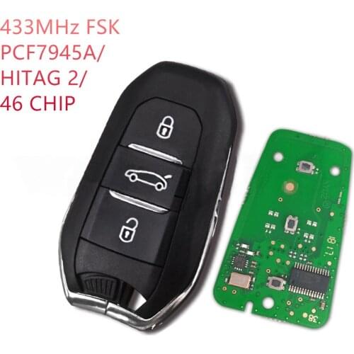 3 Button handfree Key 433mhz Keyless For PEUGEOT 308/508 CIT ROEN C4 DS4 DS5 2010 2012 2014 2015 2016 with 7945 chip /46 CHIP