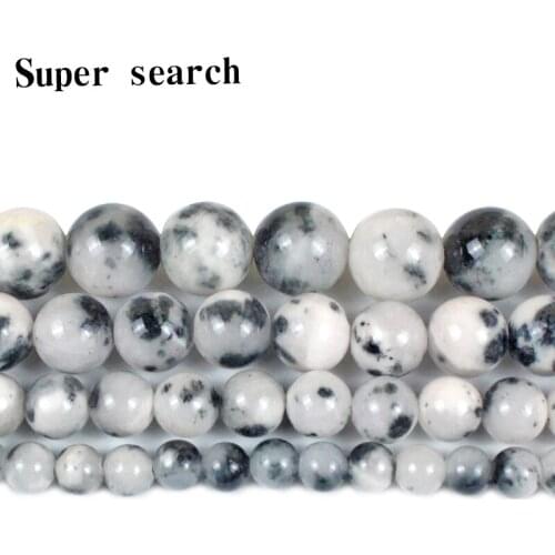 Natural Black and White Jades Chalcedony Stone Round Loose Beads For Jewelry Making 15"Strand 6 8 10 12mm DIY Bracelet Necklace