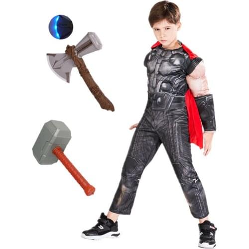Boy Thor Superhero Cosplay Costume Kids Avengers Hammer/Axe Weapon Props
