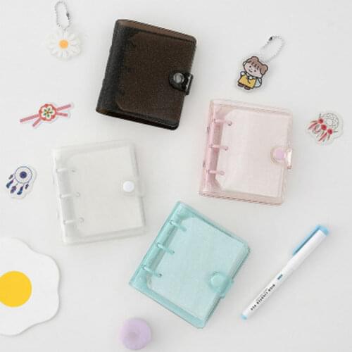 Cute Transparent Mini Loose-leaf Notebook Creative Portable Pocket Hand Book 3 Ring Binder Kawaii School Supplies Stationery