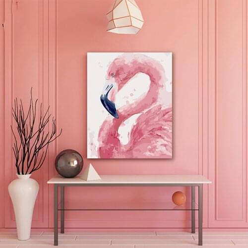 DIY colorings pictures by numbers with colors Nordic style pink flamingo picture drawing painting by numbers framed Home