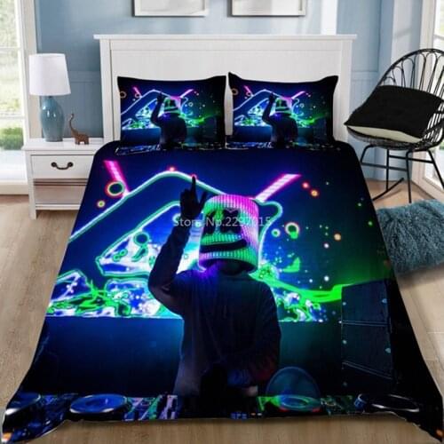 3D American DJ Marshmello Pattern Duvet Cover Pillowcase Bedding Set Single Double Twin Full Queen King Size for Bedroom Decor