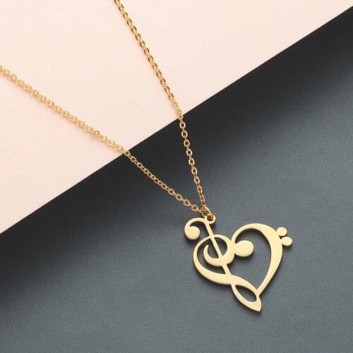 Chandler Music Note Necklace Treble Clef Music Teacher Gift Love Chokers For Campus Personality Choker Necklaces Trendy Colier