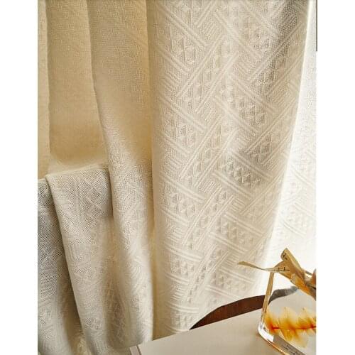 Linen Sheers Curtains for Living Room Thick Honeycomb Lattice Japanese Style Bedroom Window Screen Tulle Semi Blackout Nordic