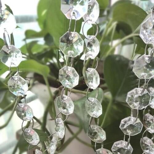 1Pc 3.3ft Clear Acrylic Beads Garland Chandelier Hanging Curtains Wedding Supplies Living Room Decor Valance Home Decoration