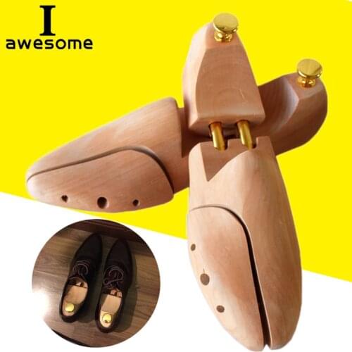 1 Pair Adjustable Shoe Trees Solid Wood Mens Shoe Support Metal Knob Shoe shaping Womens Wooden Shoes Care Stretcher Shaper