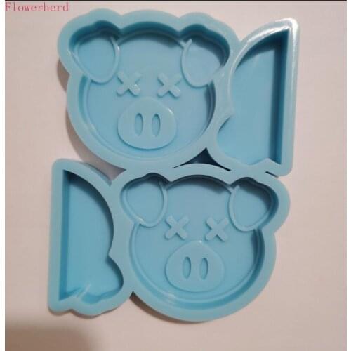 DIY Animal Straw Topper Decoration Resin Keychain Molds Cute Pig Silicone Mold Fondant Cake Mold Chocolate Mold Cake Decorating