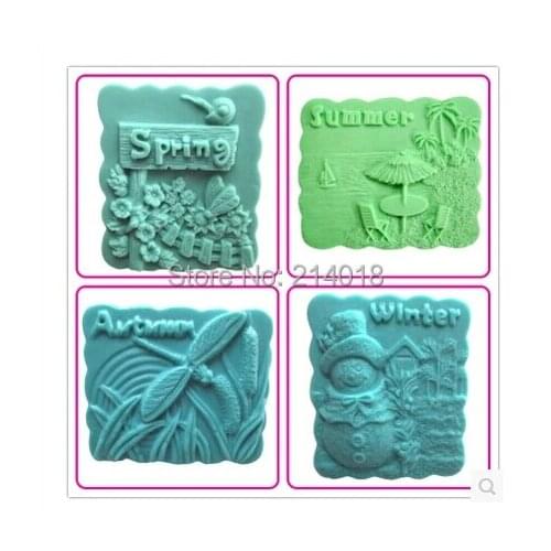 Silicone Soap Mold Cake Decoration Cake Mold Manual Soap Mold Fondant Tools Four Seasons Spring, Summer, Autumn, Winter Moulds