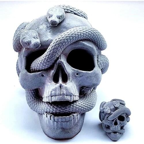 Snake Rose Skull Silicone Candle Mold Cement Handmade 3D Mould Home Desktop Decoration Gypsum Concrete Epoxy Resin Silicone Mold