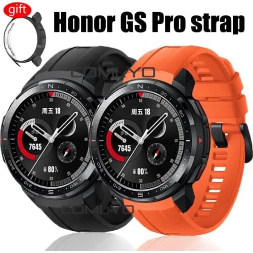 2in1 pack Silicone Wrist Band For Honor GS Pro Strap smart watch bracelet with PC case cover shell protector frame