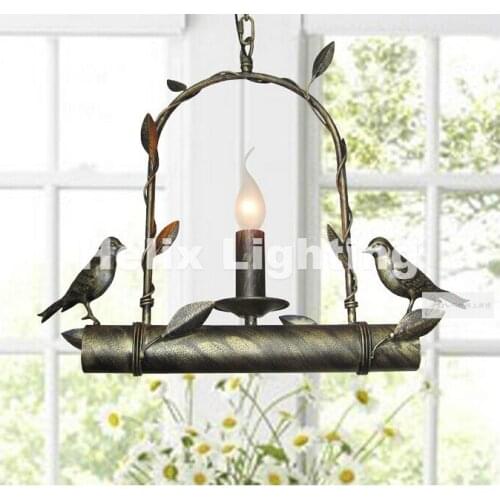Modern Nordic W35cm H35cm 1L Vintage Pendant Lights Northern Europe Bird Lightings For Cafe & Bar Retro Loft Pendant Lamps