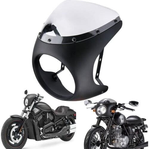 Universal 7" Headlight Handlebar Fairing Windshield Cafe Racer For Harley Dyna Sportster 1200 883 FLHT Bobber Touring