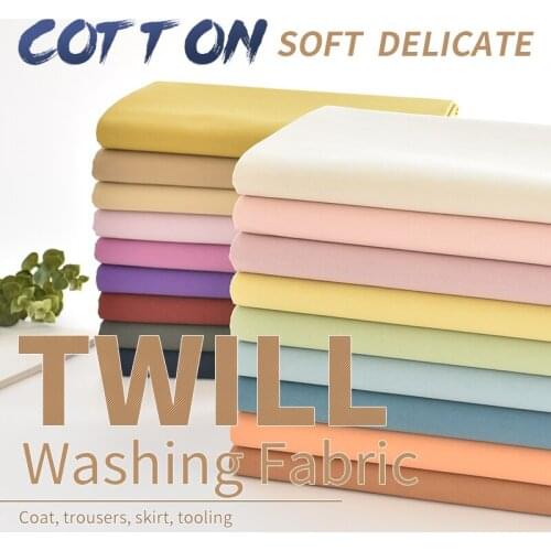 Pure Cotton Washed Denim Fabric Pure Color Washed Cotton Dress Skirt Pants Coat Childrens Clothing Fabric