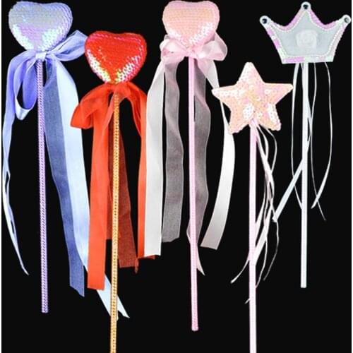 Girls Princess Star Heart Fairy Wand Magic Sticks Birthday Supplies Wedding Favors and Christmas Gifts